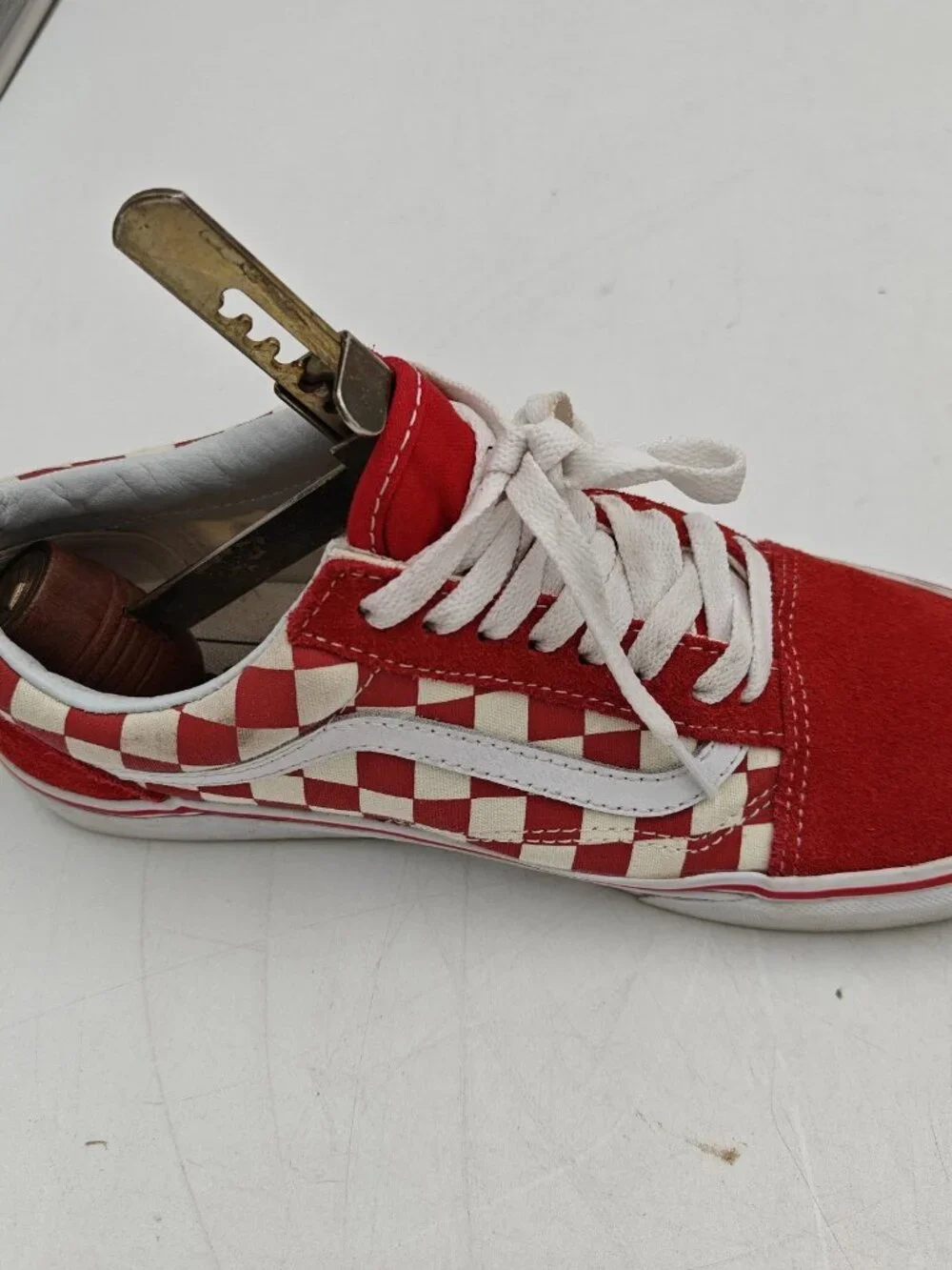 Vans Old Skool Red White Checkerboard Mens 6.5 Womens 8 500714 EUC Box